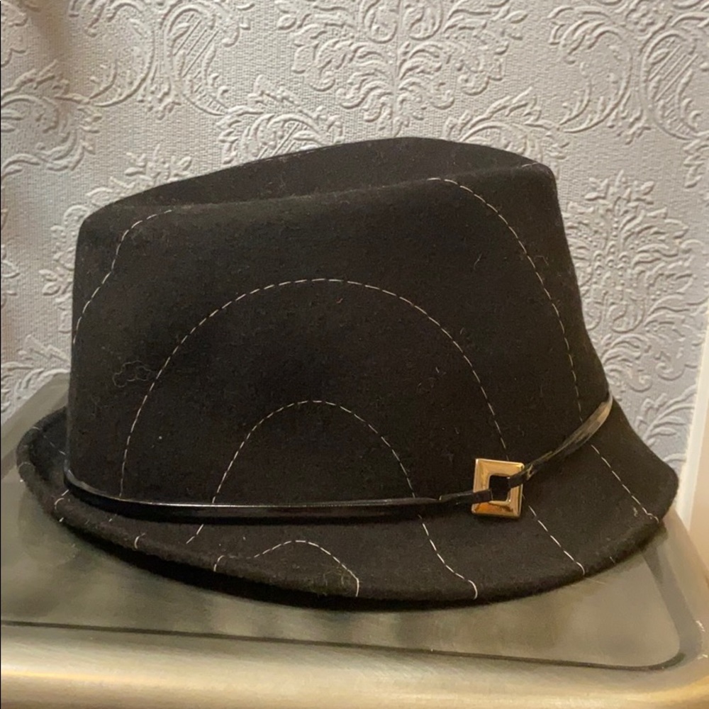 dAME black wool felt fedora hat